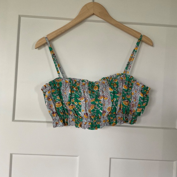 NWT Multicolor Stripe Floral Crop Top Size Small - Picture 3 of 7